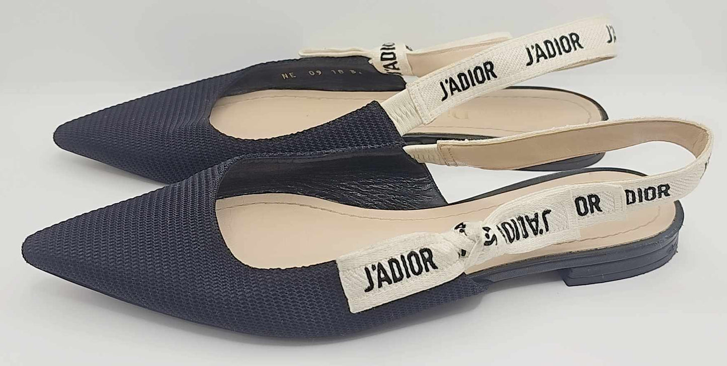Dior J’Adior Slingback Flats – Black Pointed Toe Designer Shoes Size 36 New 95% | Ghbb Trading
