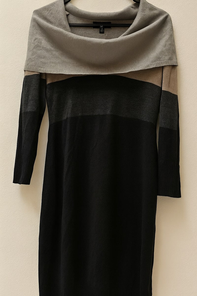 Connected Apparel Women's Black Sweater Dress – Size S – Long Sleeve Knit Winter Dress Ghbb Trading