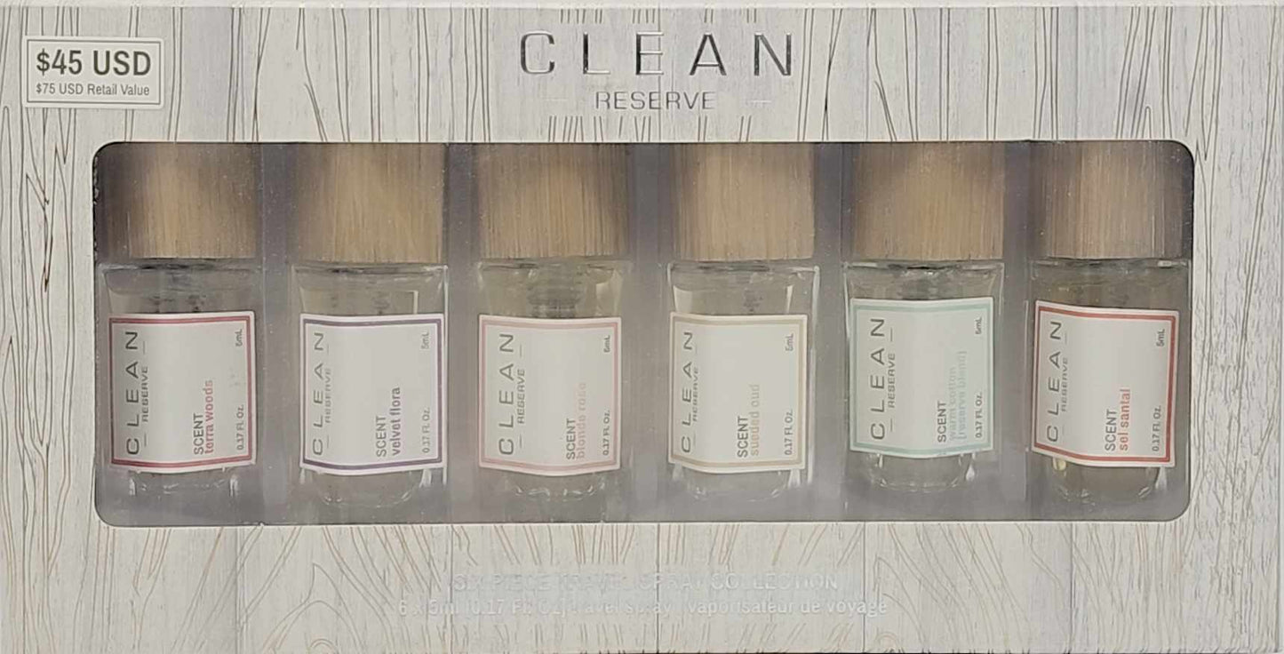 CLEAN RESERVE 6-Piece 5ml Perfume Travel Spray Collection – Unisex Luxury Fragrance Sampler Ghbb Trading