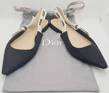 Dior J’Adior Slingback Flats – Black Pointed Toe Designer Shoes Size 36 New 95% | Ghbb Trading