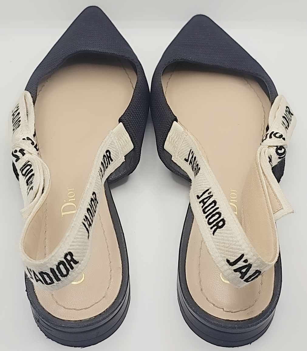 Dior J’Adior Slingback Flats – Black Pointed Toe Designer Shoes Size 36 New 95% | Ghbb Trading