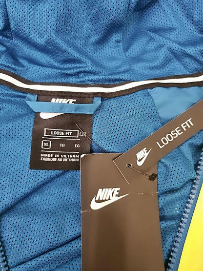 Nike Mens Windbreaker Jacket Loose Fit Blue Yellow  XL