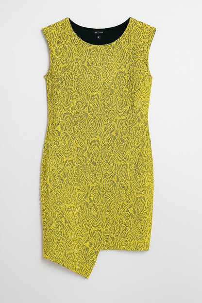 KIIND OF sleeveless yellow jacquard rose-patterned dress size S Ghbb Trading