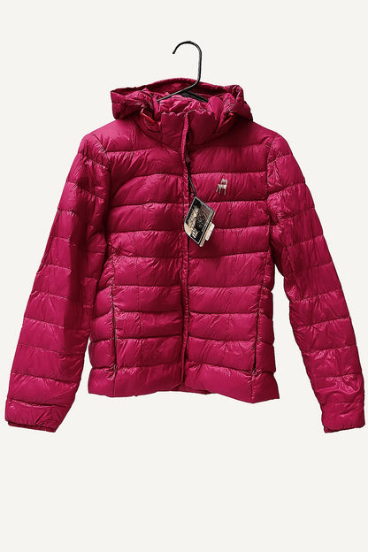 Reindeer women's pink puffer jacket size L, lightweight winter coat Ghbb Trading